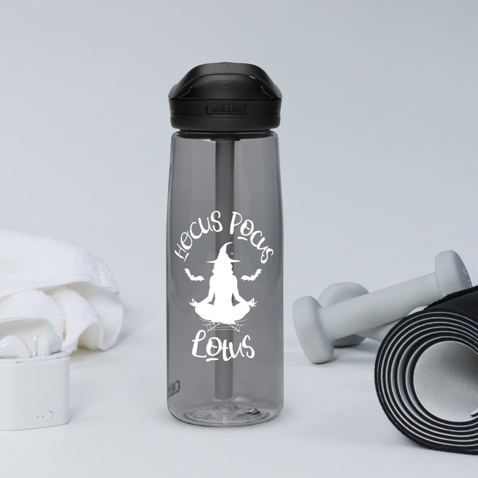 Charcoal Enchanted Halloween Yoga Witches Eco-Friendly Water, Sustainable and Recycled Plastic Water Flask, Gym Hydration Companion Bottle